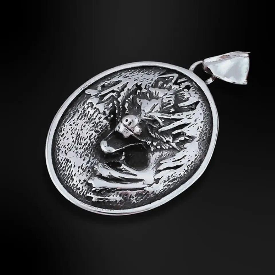 Collar Vikingo Lobo Runa Color Plata Acero Inoxidable Hombre 7