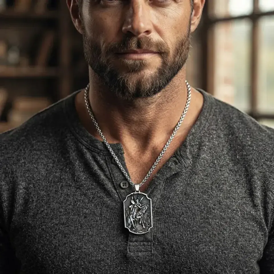 Collar Vikingo En Acero Para Hombre Dije Odín Yggdrasil Odin 2
