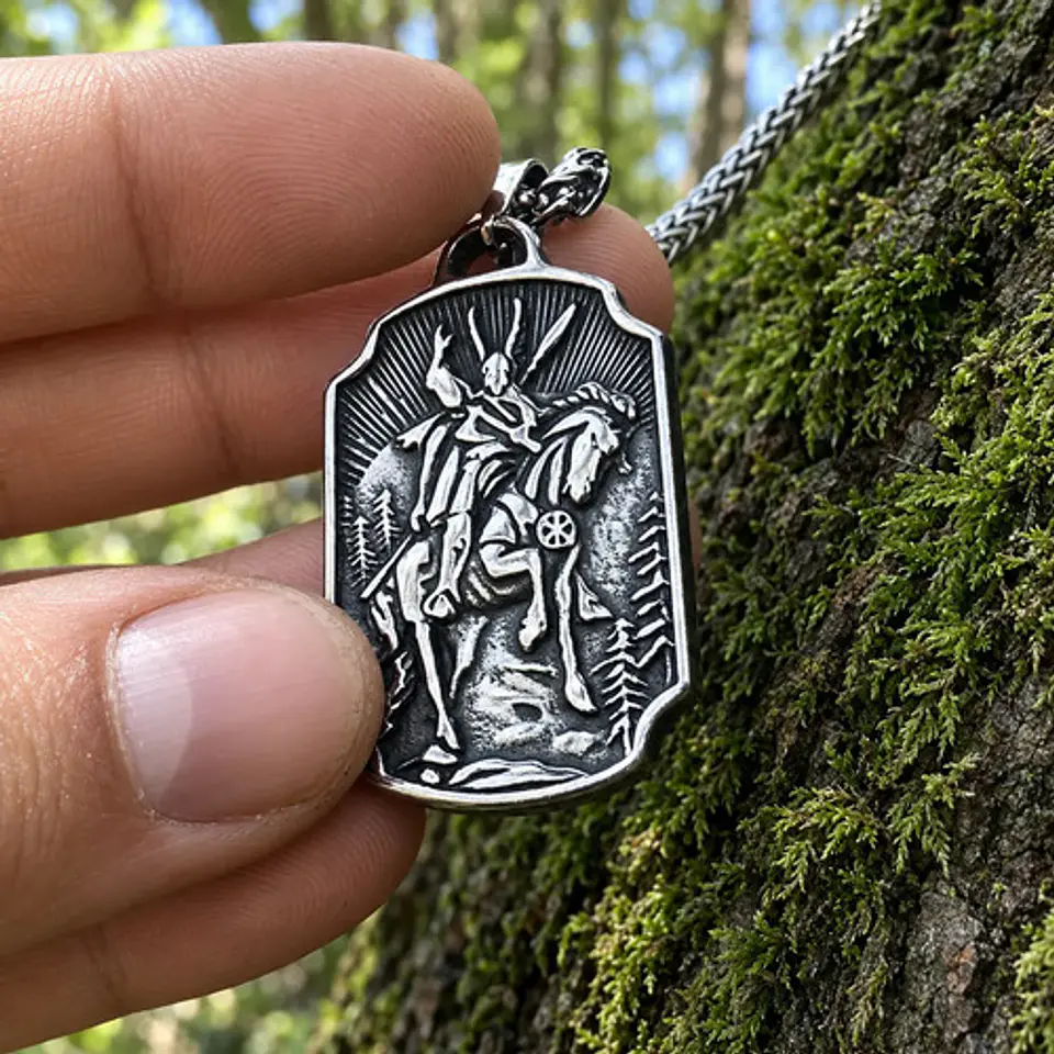 Collar Vikingo En Acero Para Hombre Dije Odín Yggdrasil Odin 4