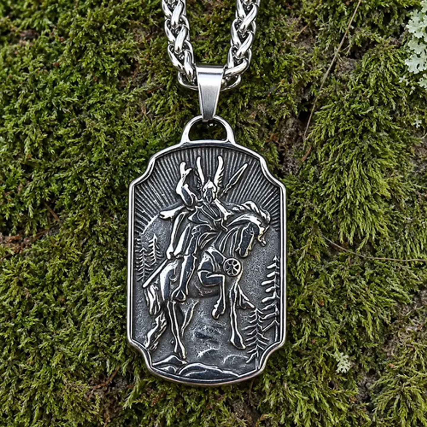 Collar Vikingo En Acero Para Hombre Dije Odín Yggdrasil Odin 5