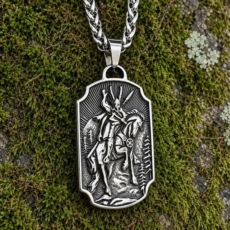 Collar Vikingo En Acero Para Hombre Dije Odín Yggdrasil Odin 7