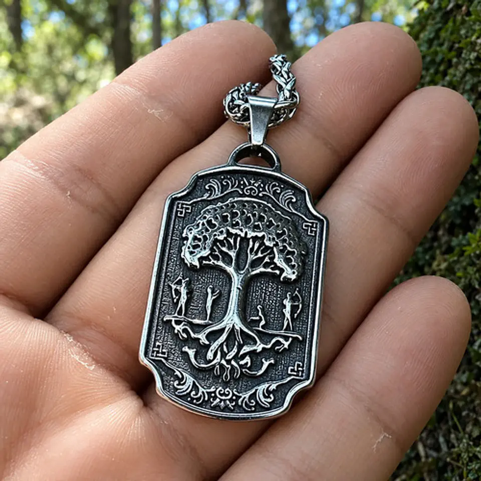Collar Vikingo En Acero Para Hombre Dije Odín Yggdrasil Odin 9