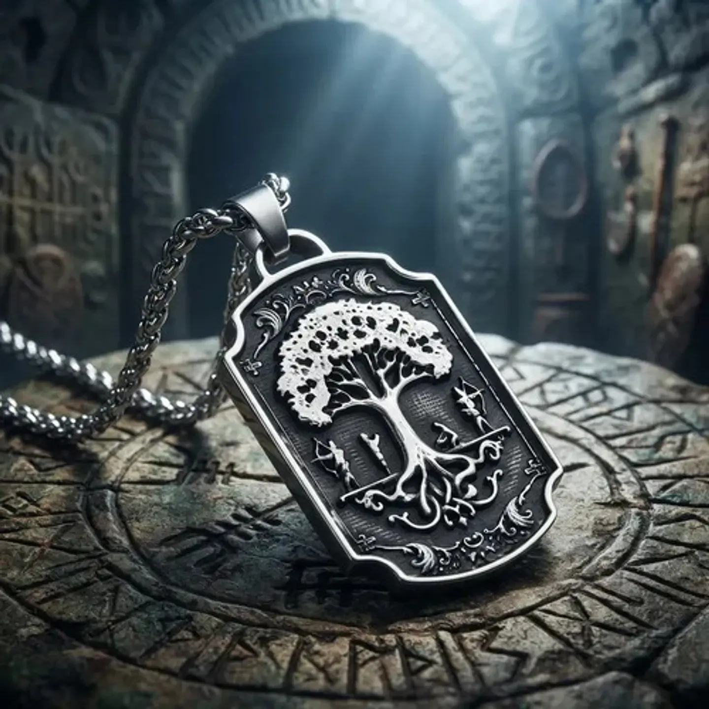 Collar Vikingo En Acero Para Hombre Dije Odín Yggdrasil Odin 11