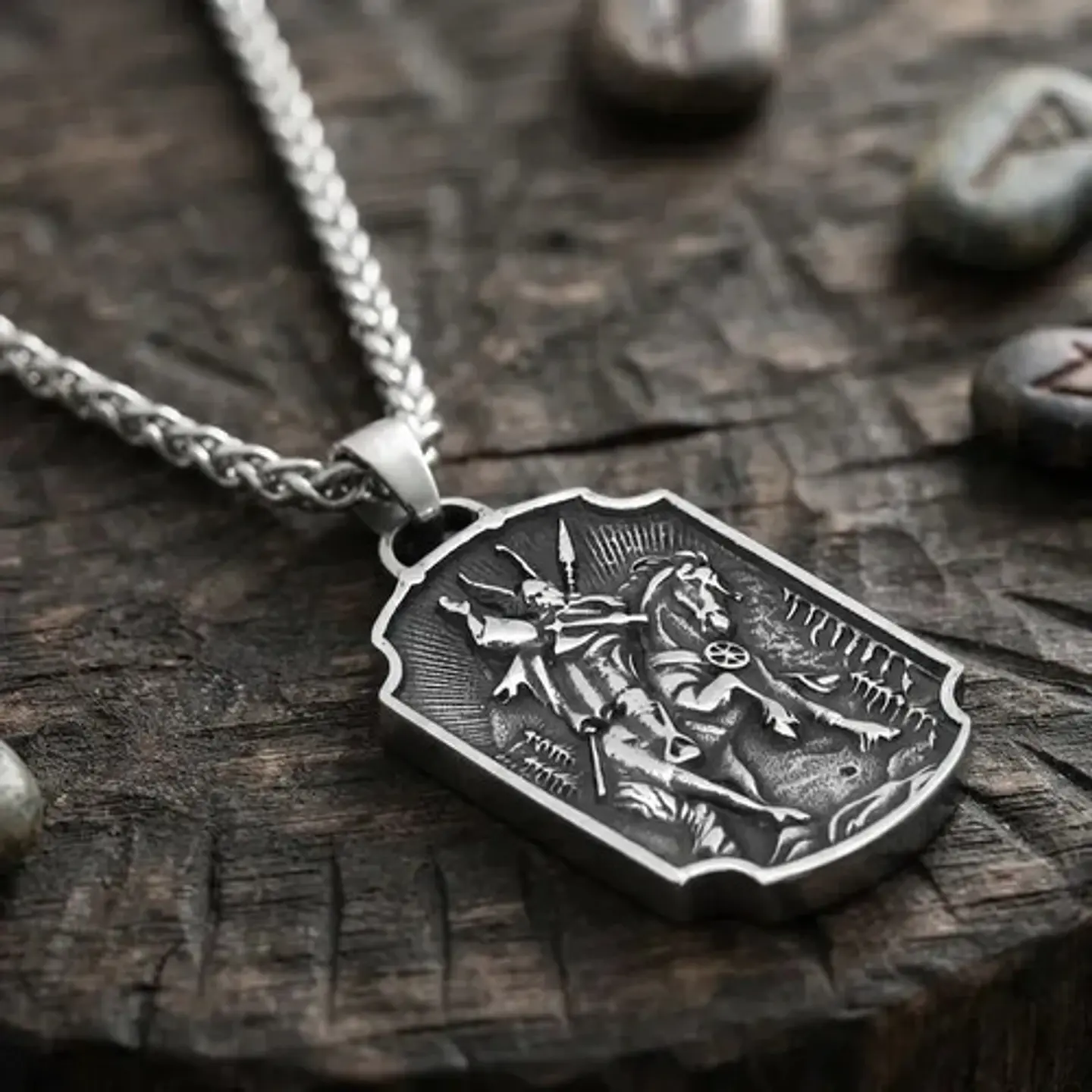 Collar Vikingo En Acero Para Hombre Dije Odín Yggdrasil Odin 12