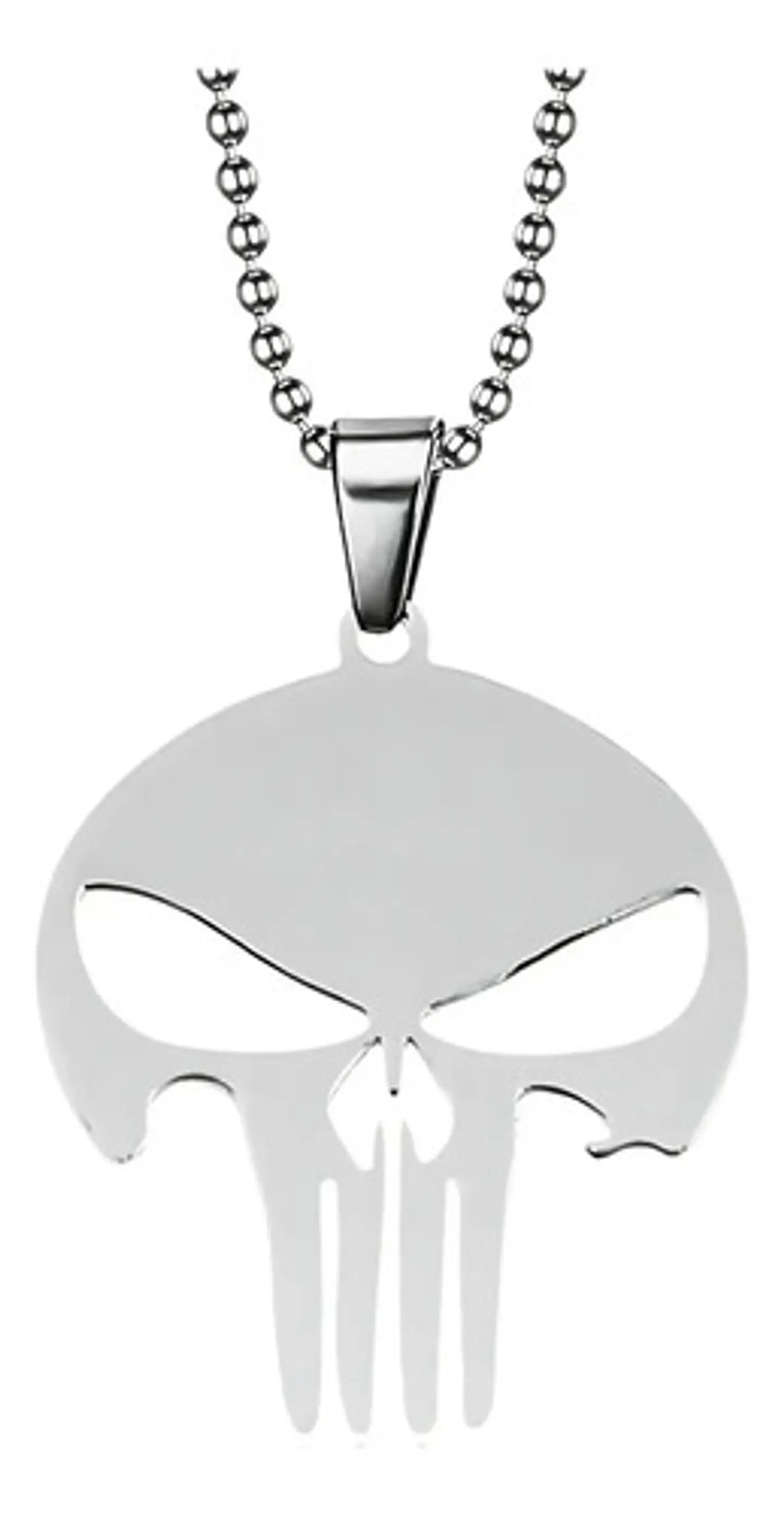 Collar The Punisher Color Plata Acero Inoxidable Para Hombre 1
