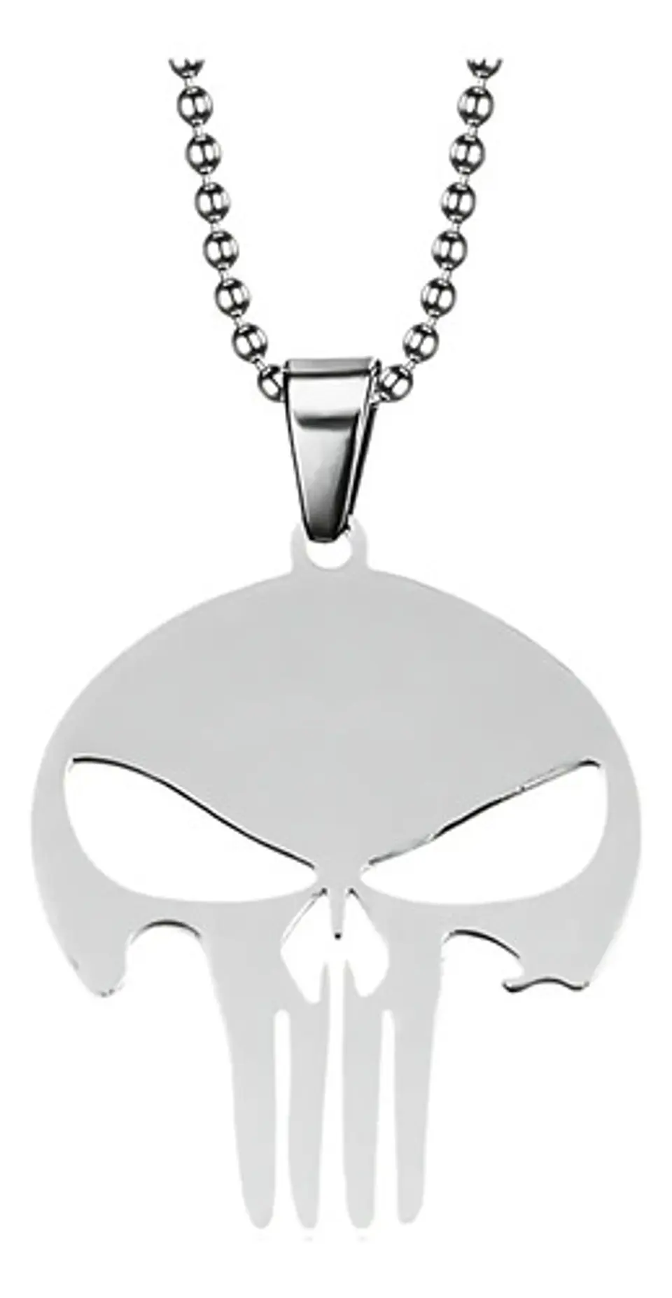 Collar The Punisher Color Plata Acero Inoxidable Para Hombre 1