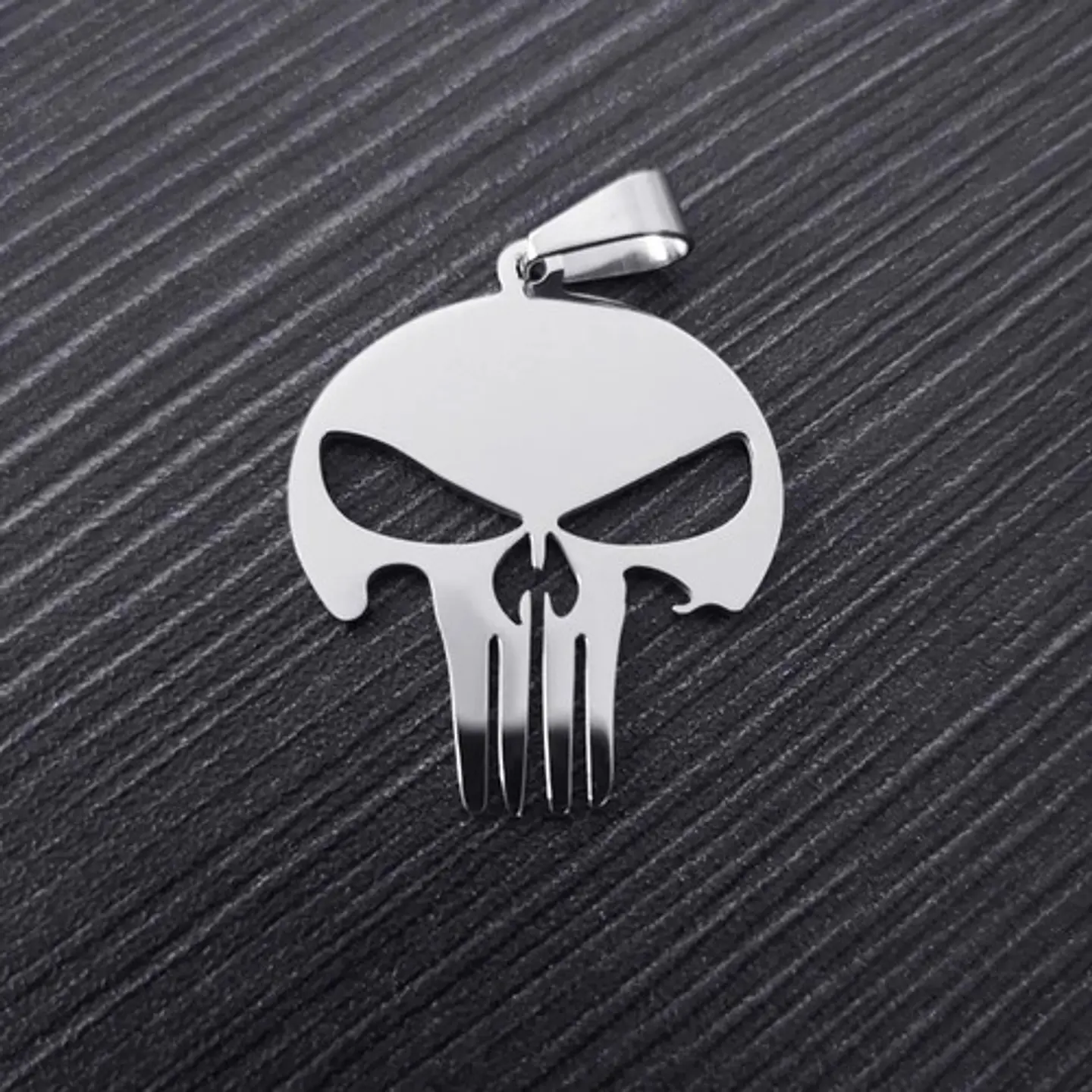 Collar The Punisher Color Plata Acero Inoxidable Para Hombre 5