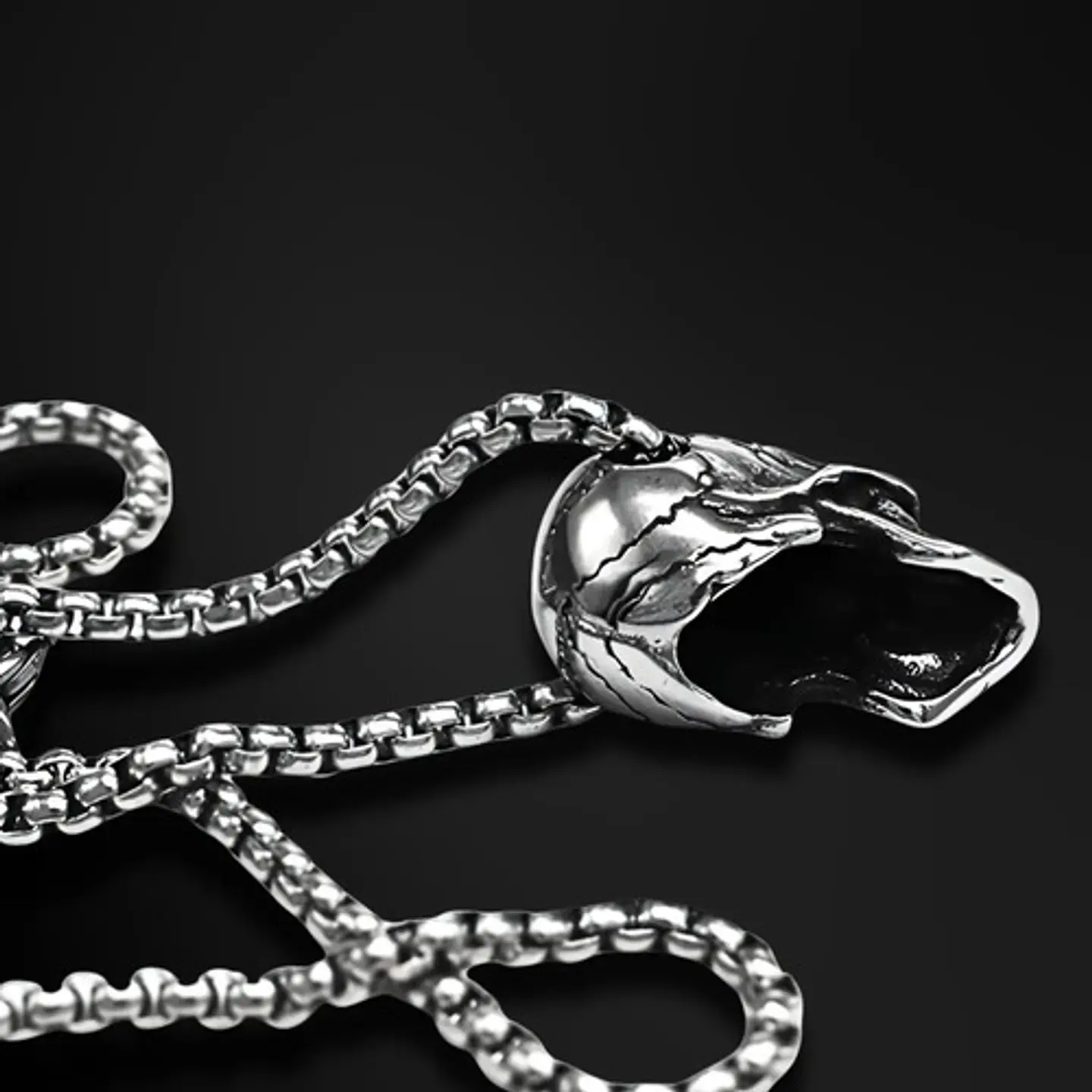 Collar Biker Cráneo Color Plata Acero Inoxidable Para Hombre 6