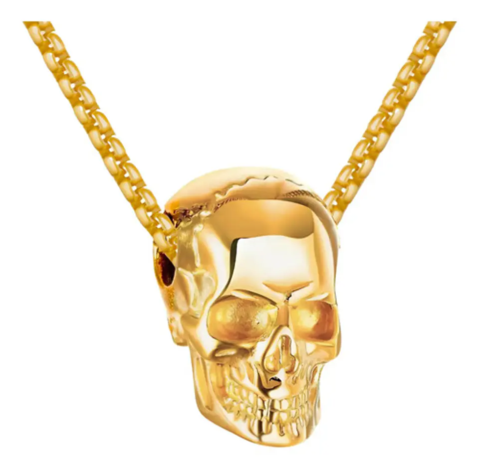 Collar Biker Cráneo Color Plata Acero Inoxidable Para Hombre 8
