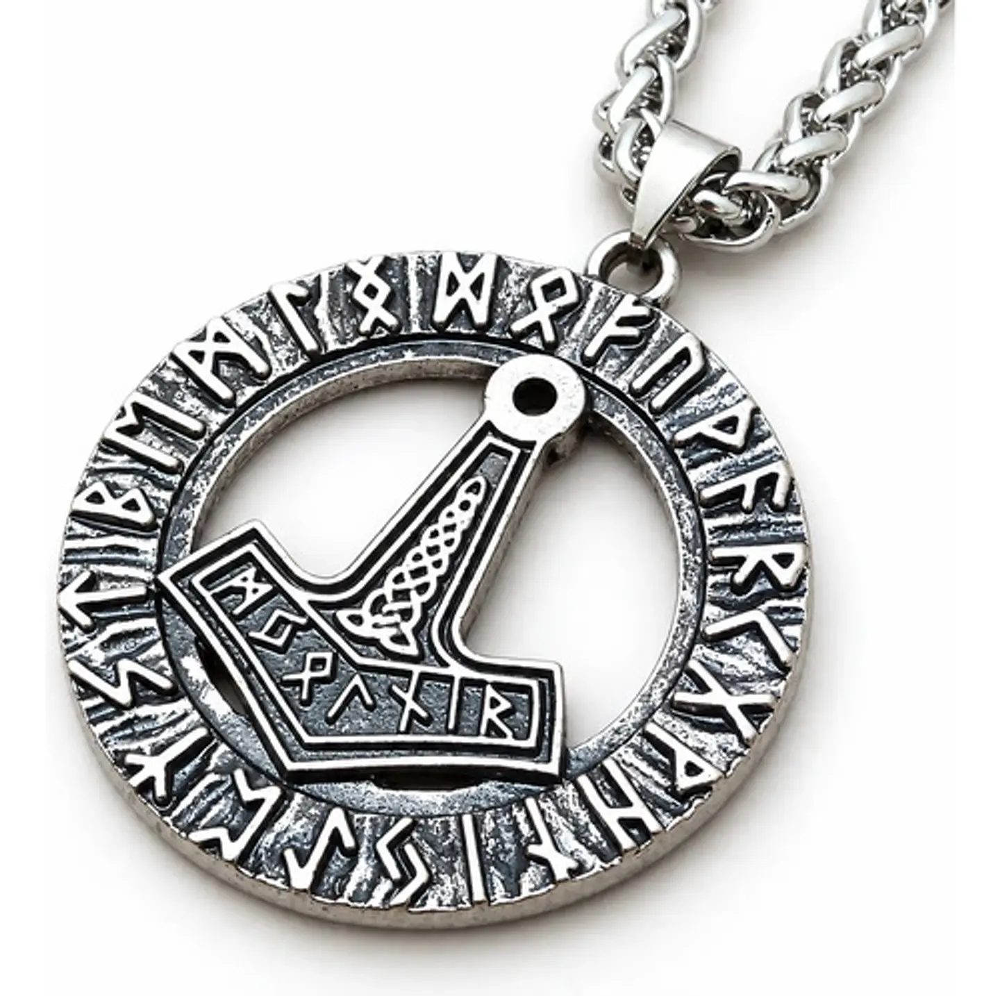 Collar Vikingo Para Hombre Mujer Dije Martillo Mjolnir Runas 1