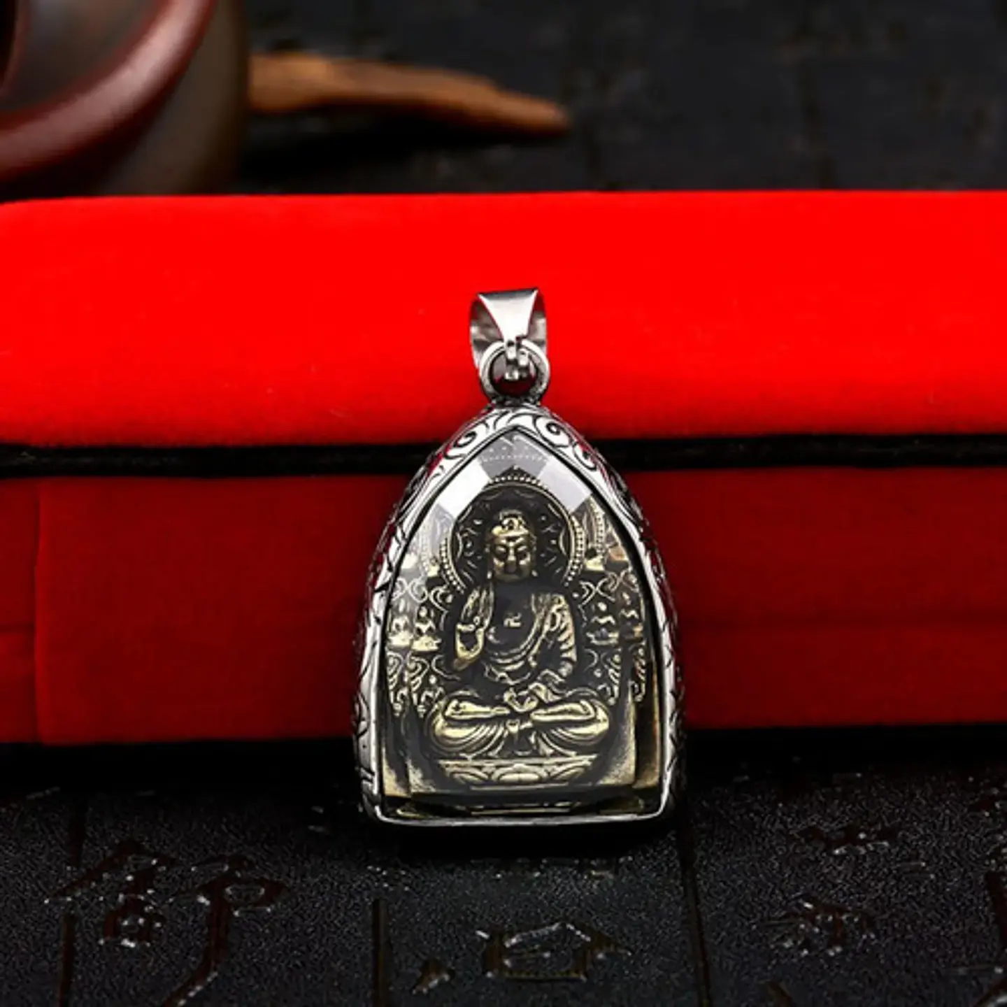 Collar Cúpula De Cristal Buda Suerte Acero Inoxidable Hombre 10