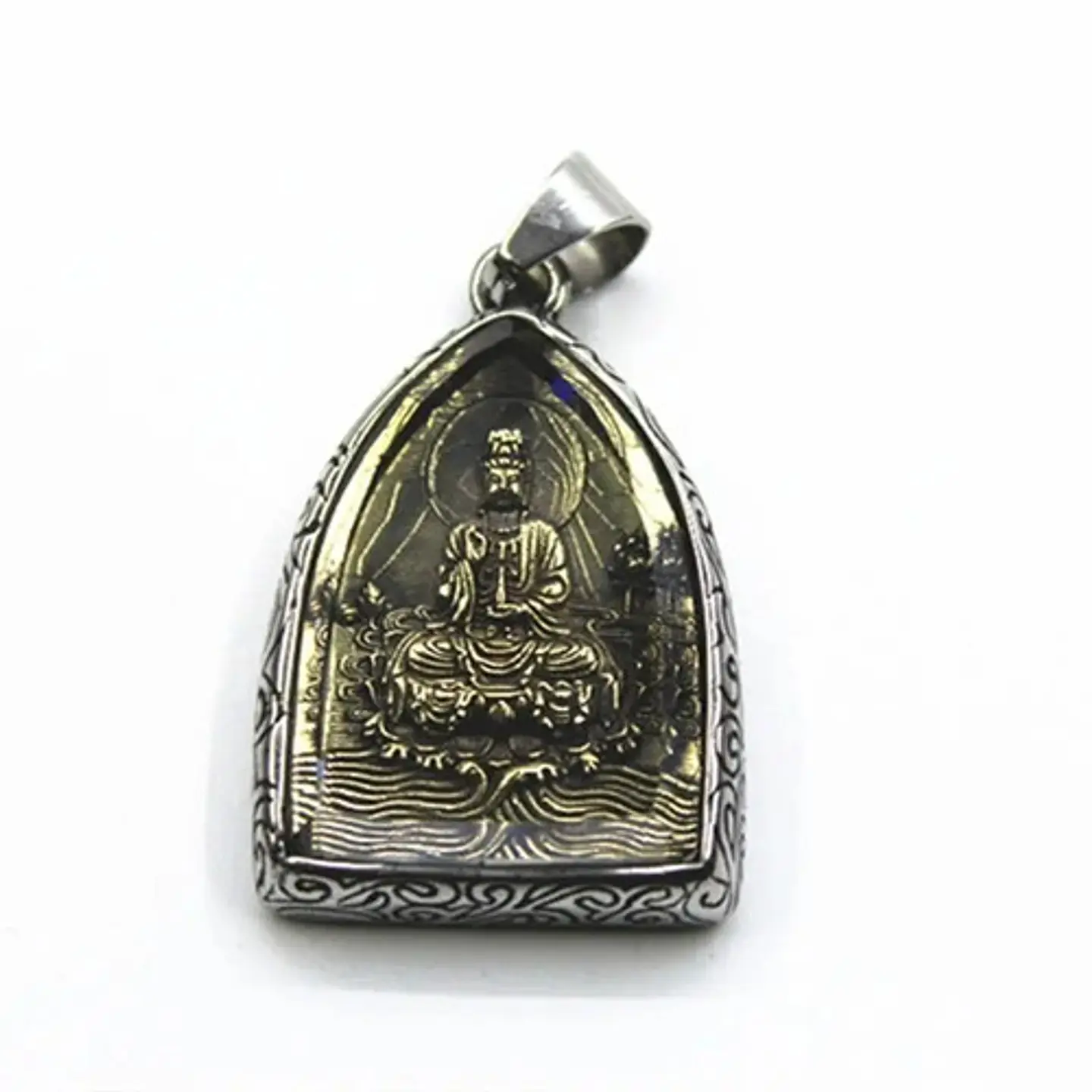 Collar Cúpula De Cristal Buda Suerte Acero Inoxidable Hombre 11