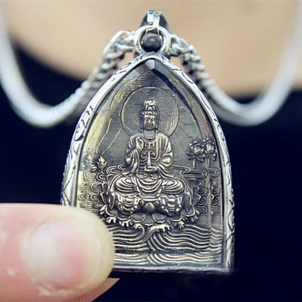 Collar Cúpula De Cristal Buda Suerte Acero Inoxidable Hombre 13