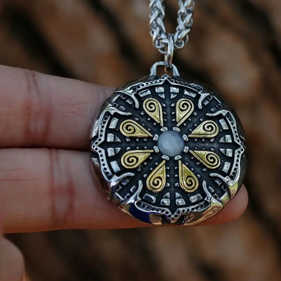 Collar Vikingo Vegvisir Color Plata Acero Inoxidable Hombre 5