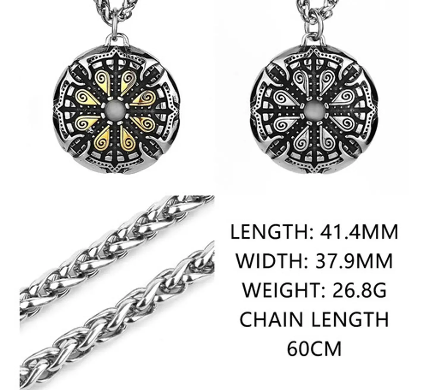 Collar Vikingo Vegvisir Color Plata Acero Inoxidable Hombre 11