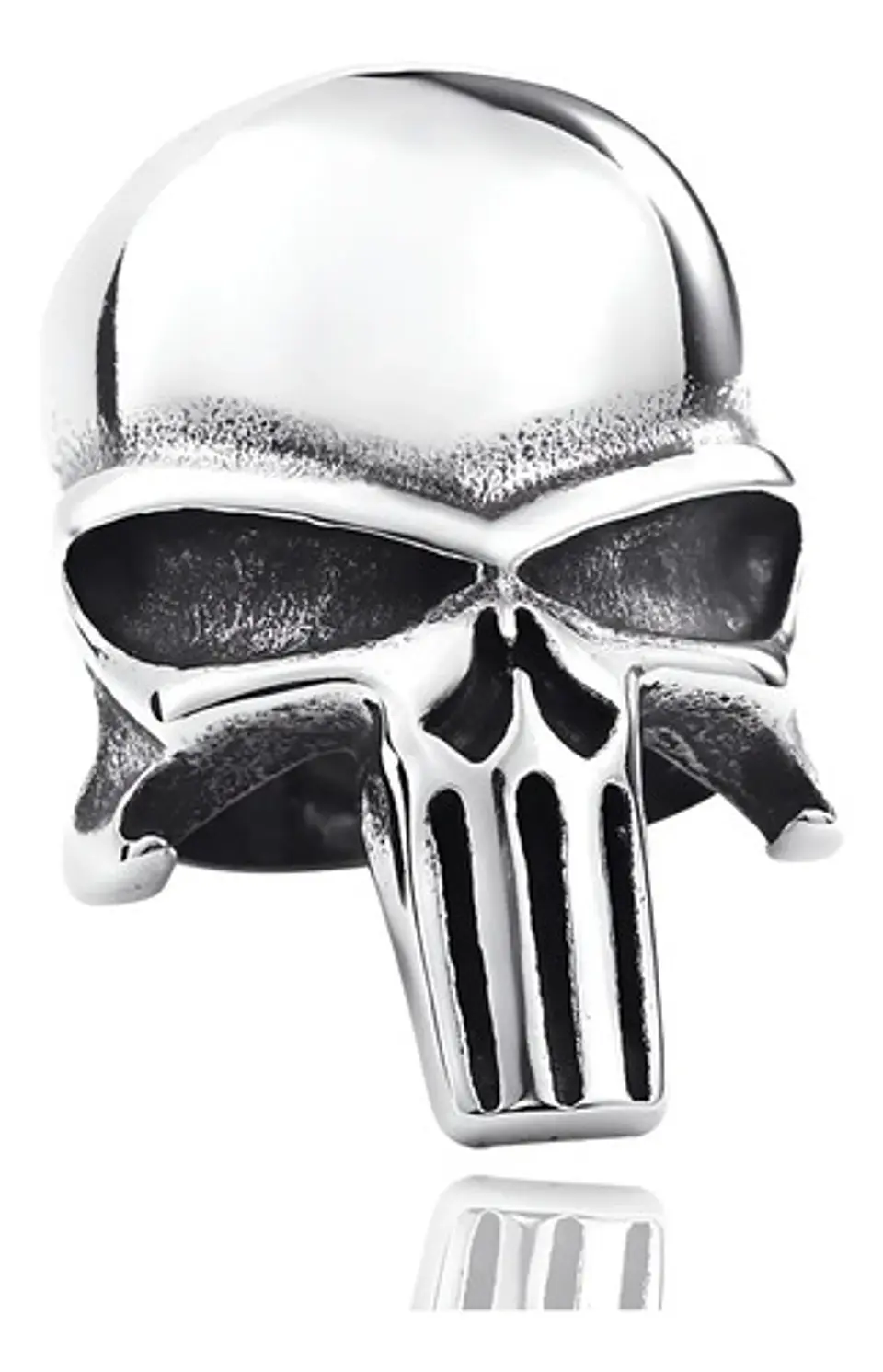 Anillo Hombre Forma De Cráneo Punisher De Acero Color Plata 2