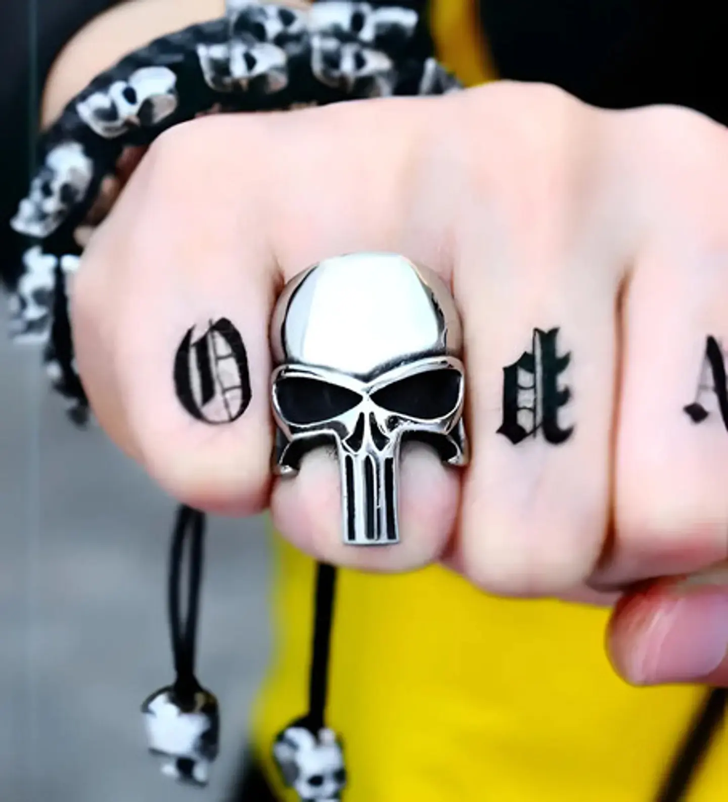 Anillo Hombre Forma De Cráneo Punisher De Acero Color Plata 5