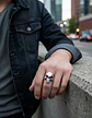 Anillo Hombre Forma De Cráneo Punisher De Acero Color Plata - Miniatura 9