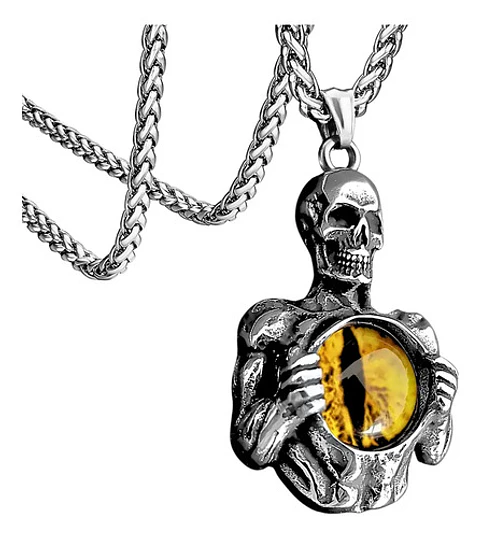 Collar Para Hombres Y Mujeres Dije Cráneo Ojo Mal Calavera
