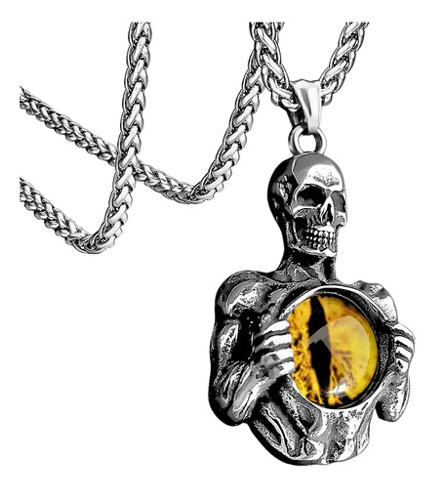 Collar Para Hombres Y Mujeres Dije Cráneo Ojo Mal Calavera 1