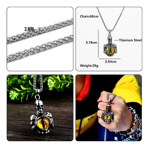 Collar Para Hombres Y Mujeres Dije Cráneo Ojo Mal Calavera