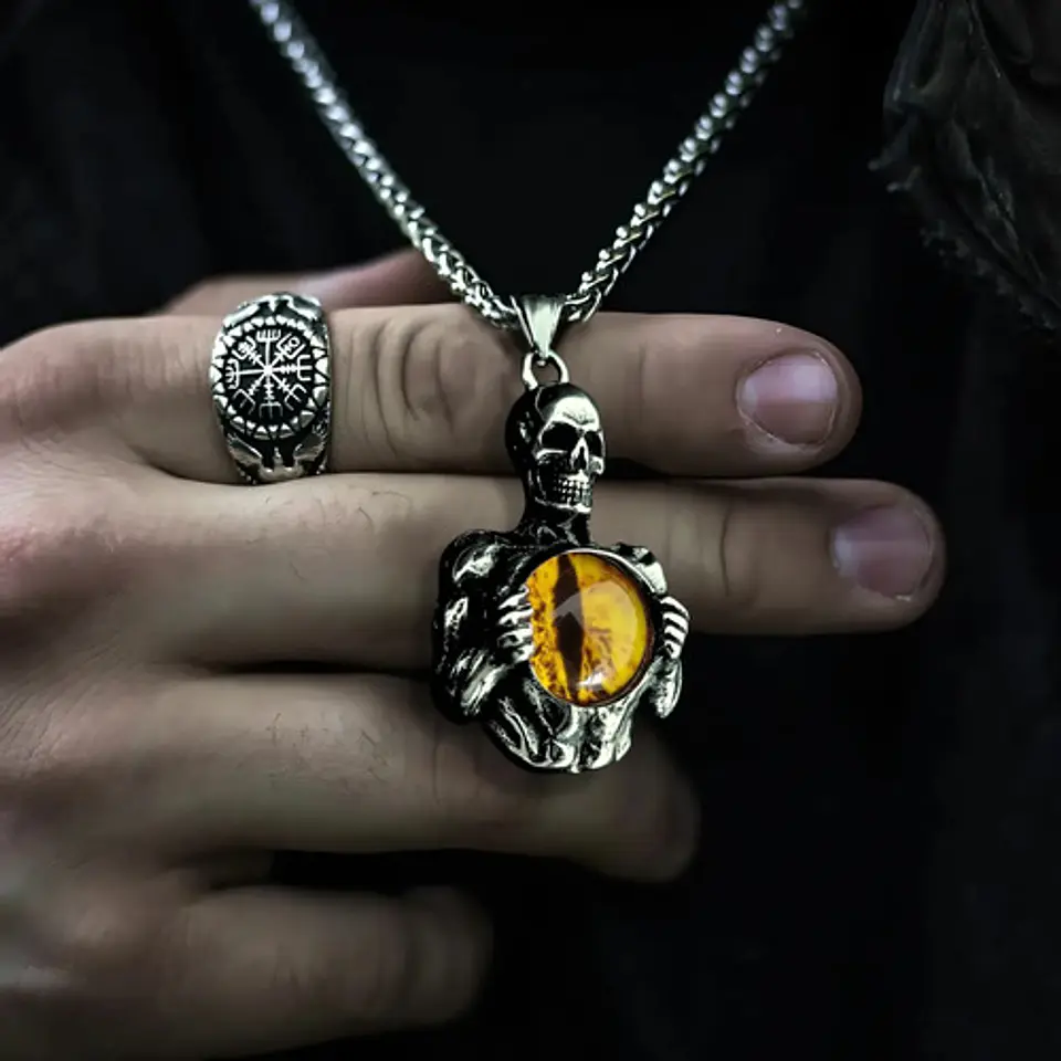 Collar Para Hombres Y Mujeres Dije Cráneo Ojo Mal Calavera 4