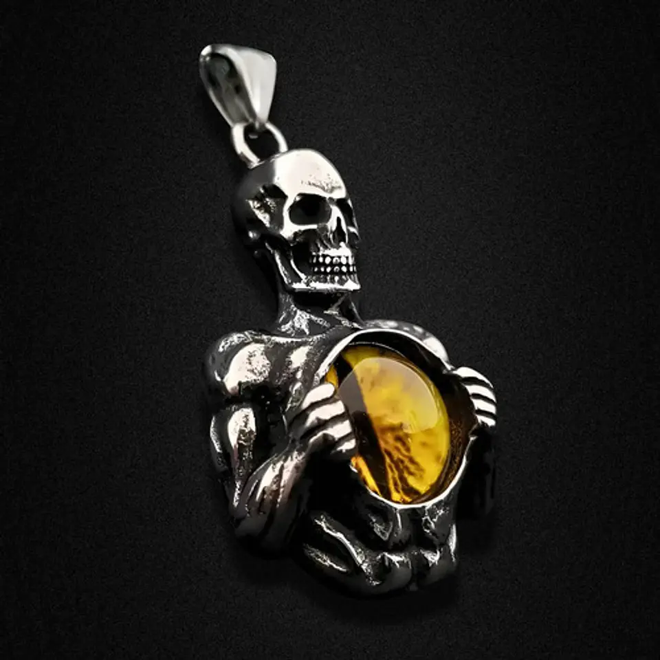 Collar Para Hombres Y Mujeres Dije Cráneo Ojo Mal Calavera 7
