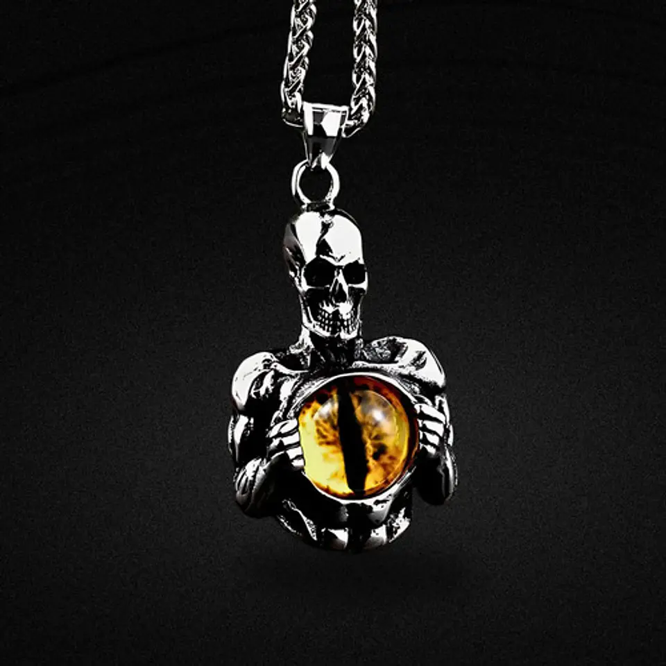 Collar Para Hombres Y Mujeres Dije Cráneo Ojo Mal Calavera 9