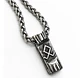 Collar Plateado Vikingo De Acero Para Hombre Dije Runa Odin - Miniatura 1