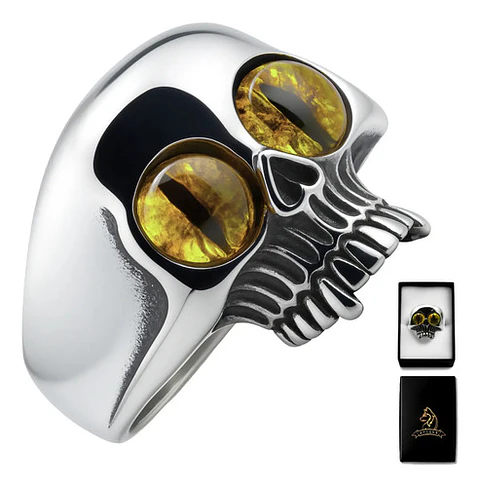 Anillo Para Hombre Mujer Forma Cráneo Ojos Calavera De Acero