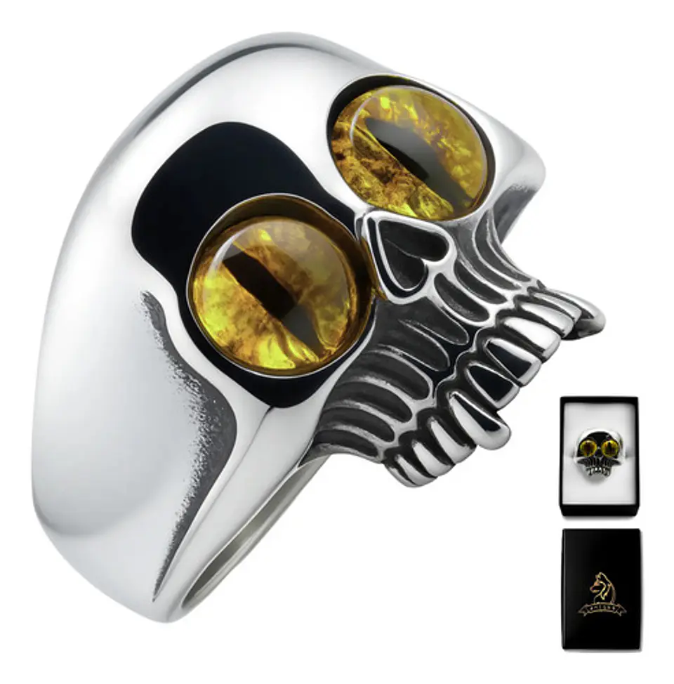 Anillo Para Hombre Mujer Forma Cráneo Ojos Calavera De Acero 1