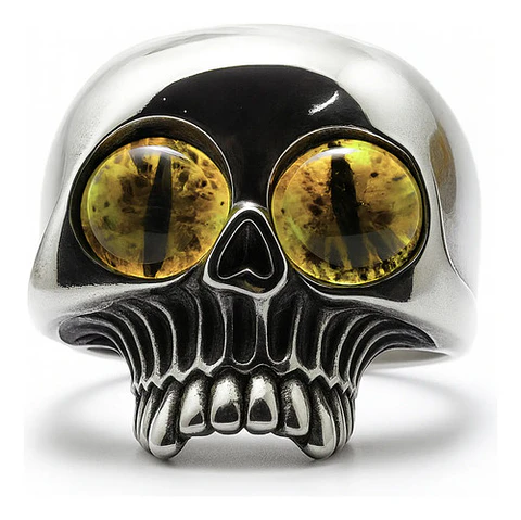 Anillo Para Hombre Mujer Forma Cráneo Ojos Calavera De Acero