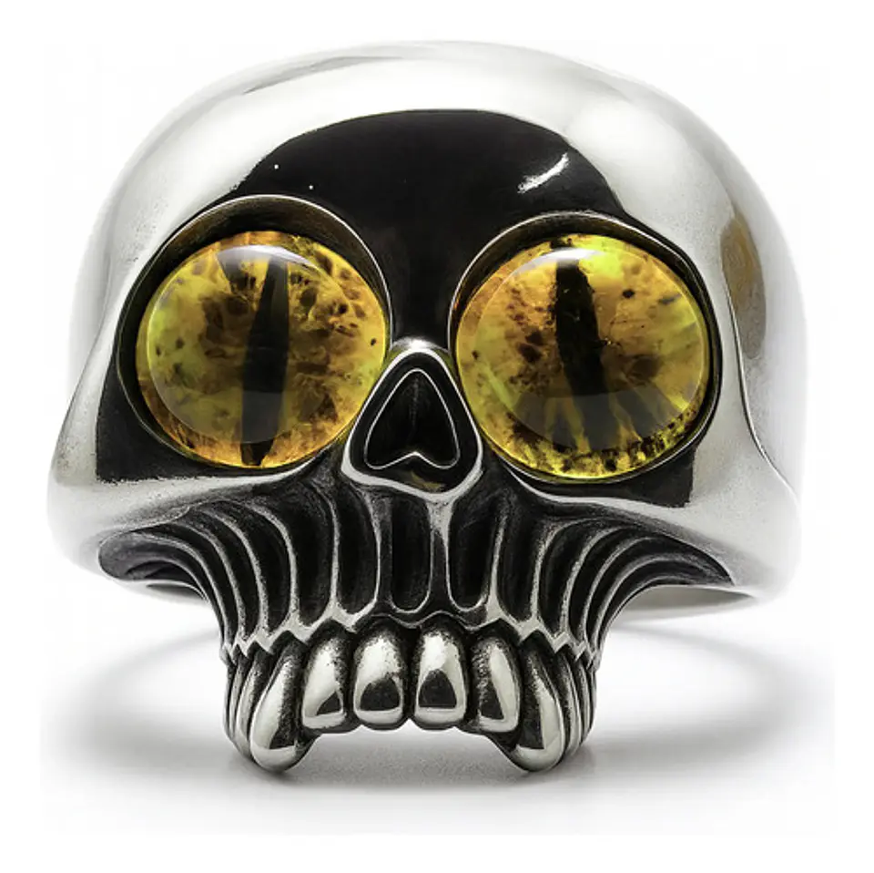 Anillo Para Hombre Mujer Forma Cráneo Ojos Calavera De Acero 2