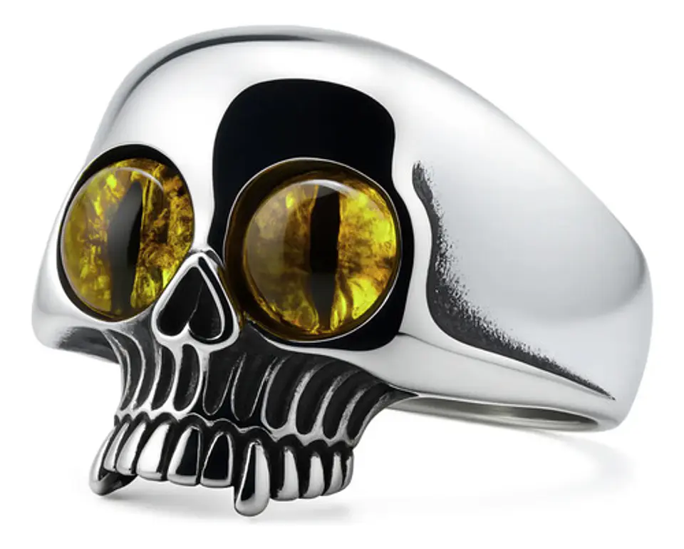 Anillo Para Hombre Mujer Forma Cráneo Ojos Calavera De Acero 3