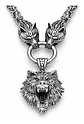 Collar Vikingo Lobo Oso Color Plata Acero Inoxidable Hombre - Miniatura 2