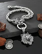 Collar Vikingo Lobo Oso Color Plata Acero Inoxidable Hombre - Miniatura 4