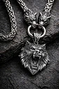Collar Vikingo Lobo Oso Color Plata Acero Inoxidable Hombre - Miniatura 6