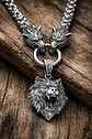 Collar Vikingo Lobo Oso Color Plata Acero Inoxidable Hombre - Miniatura 9