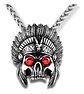 Collar Para Hombre Con Dije Jefe Indio Cráneo Punk De Acero - Miniatura 1