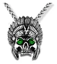 Collar Para Hombre Con Dije Jefe Indio Cráneo Punk De Acero - Miniatura 9