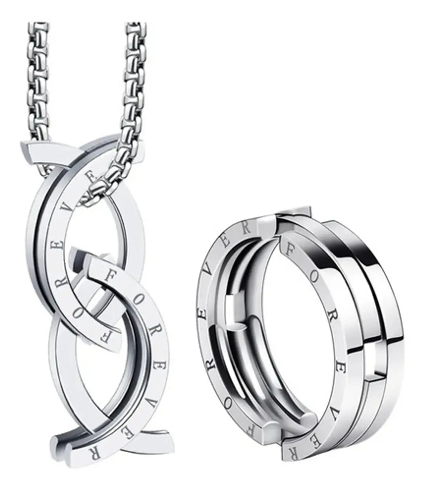 Anillo Collar Retráctil Acero Inoxidable Color Plata Hombre 1