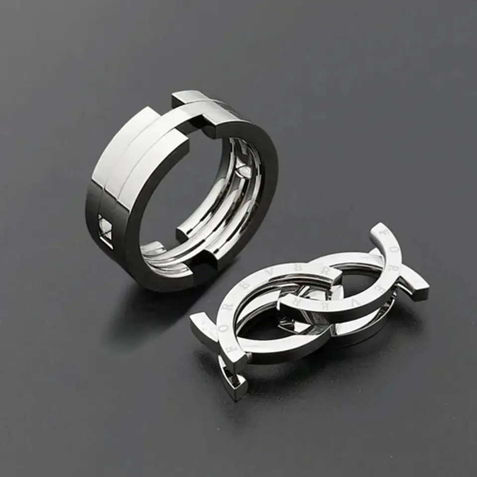Anillo Collar Retráctil Acero Inoxidable Color Plata Hombre 3