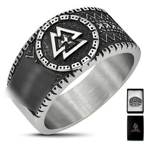 Anillo Vikingo Amuleto Valknut Odin Acero Inoxidable Hombre