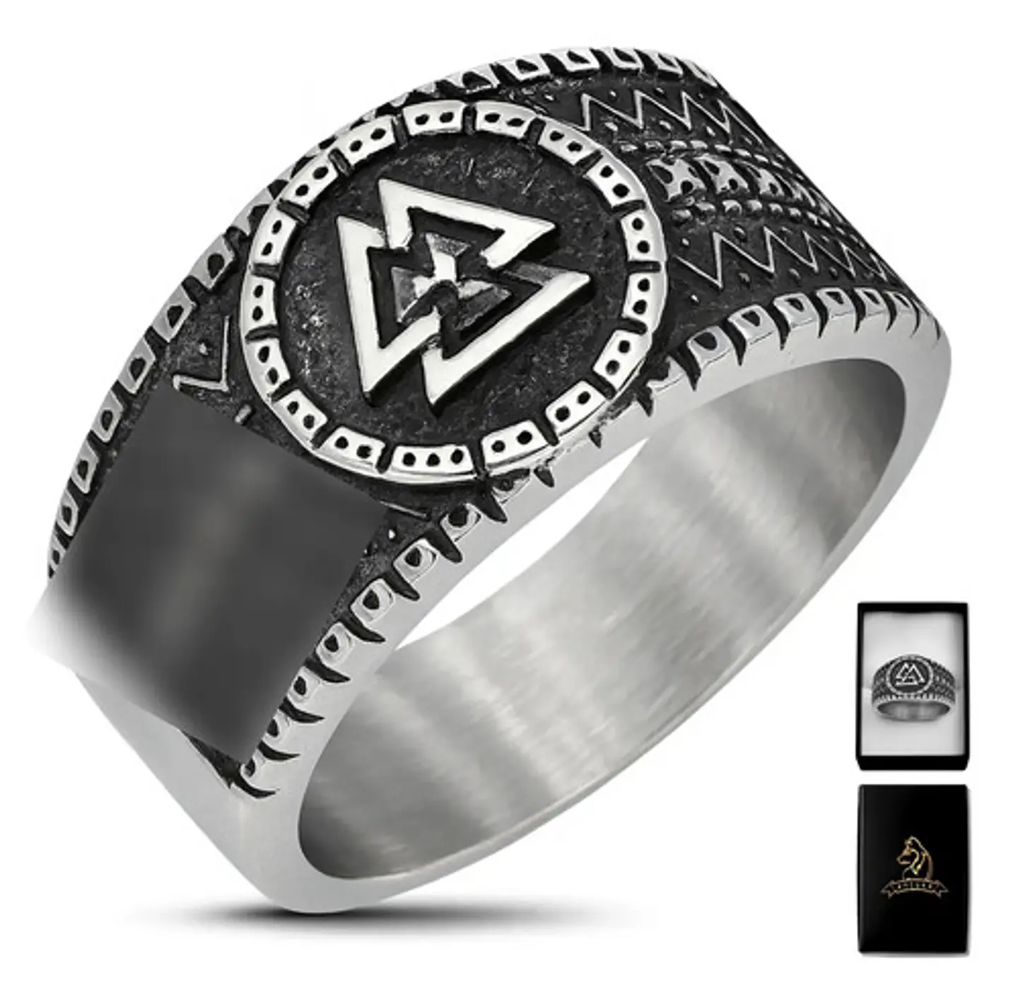 Anillo Vikingo Amuleto Valknut Odin Acero Inoxidable Hombre 1