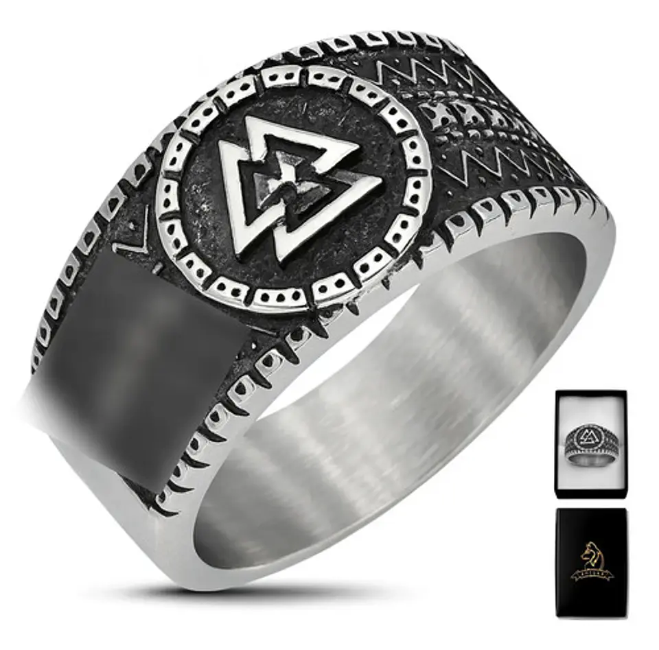 Anillo Vikingo Amuleto Valknut Odin Acero Inoxidable Hombre 1