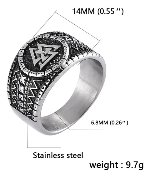 Anillo Vikingo Amuleto Valknut Odin Acero Inoxidable Hombre