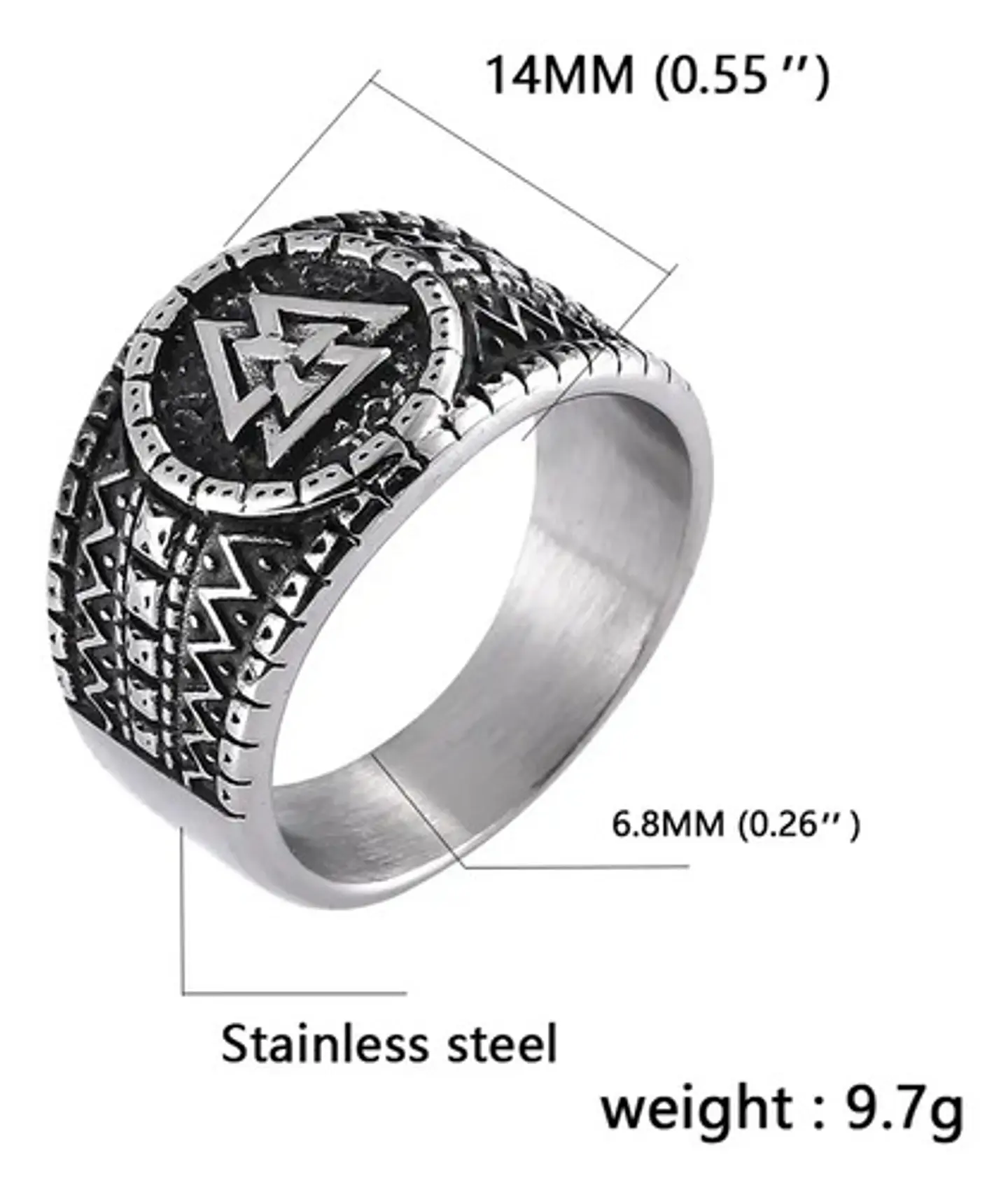 Anillo Vikingo Amuleto Valknut Odin Acero Inoxidable Hombre 2