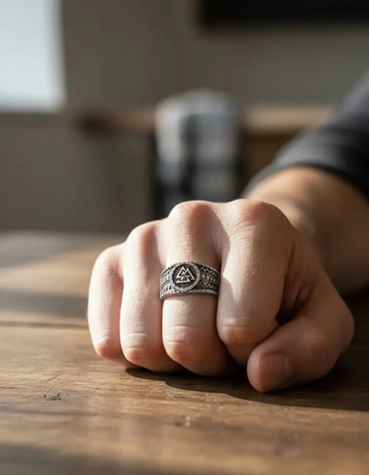 Anillo Vikingo Amuleto Valknut Odin Acero Inoxidable Hombre 3