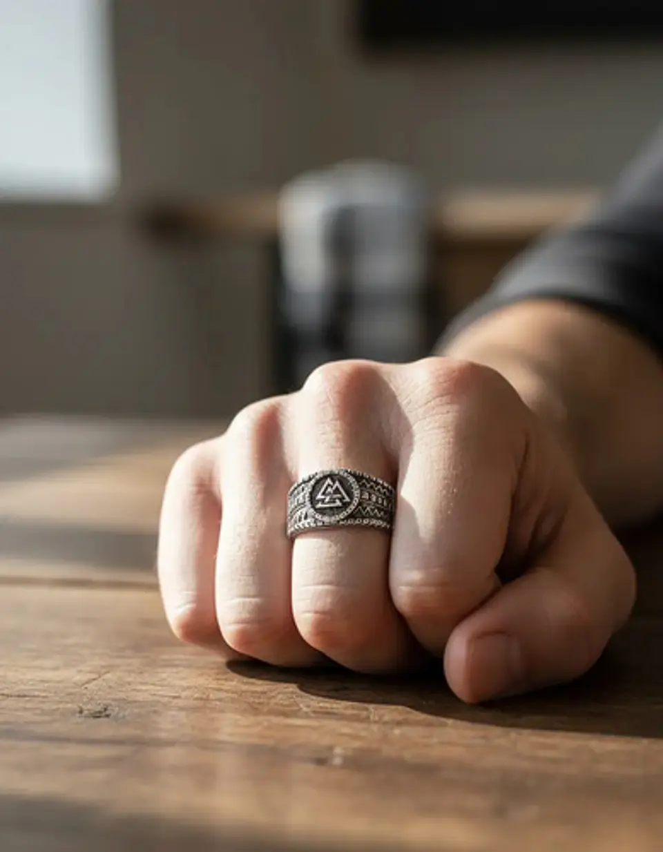 Anillo Vikingo Amuleto Valknut Odin Acero Inoxidable Hombre 3