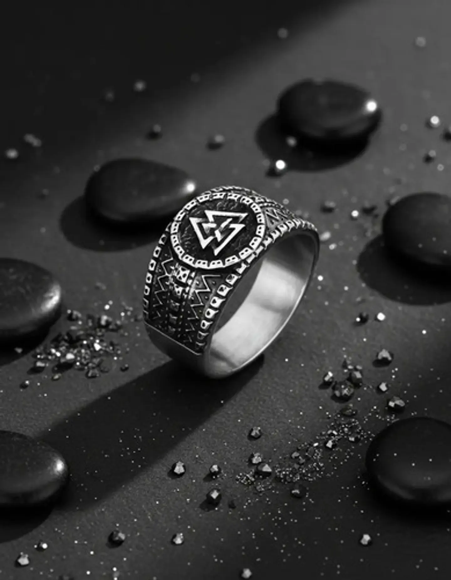 Anillo Vikingo Amuleto Valknut Odin Acero Inoxidable Hombre 9